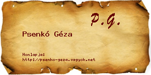 Psenkó Géza névjegykártya